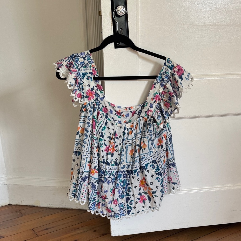 FARM Rio White Floral Patchwork Ruffled Camisole - Picture 2 of 3